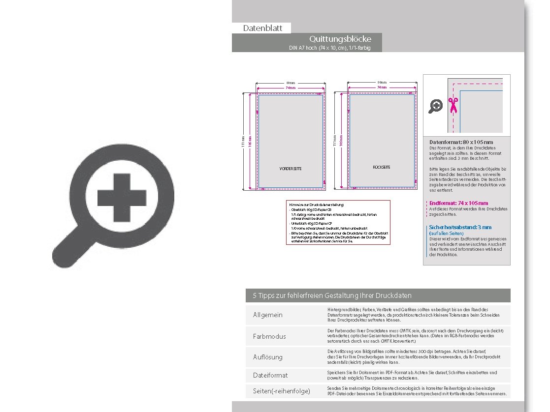 Product Bild quittungsblock_din_a7_hoch__5-fach__1_0-farbig__100_s__tze_je_block